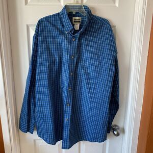 Wrangler Riata Shirt Men’s Size XXL Button Up Plaid Blue Long Sleeve Vintage